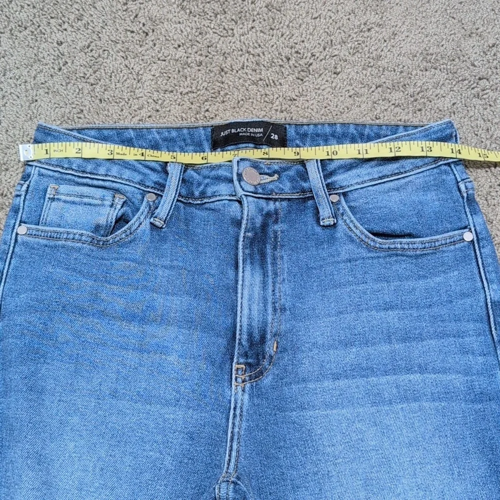 Just Black Denim Straight Leg Jeans Distressed Medium Wash Size 28